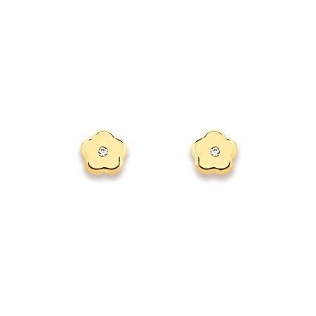 Clous d'oreilles fleurs en or et zirconias