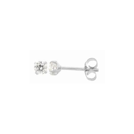 Clous d'oreilles or blanc zirconias 3 mm