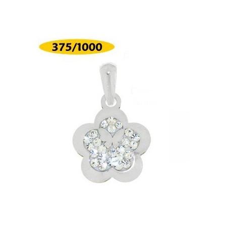 Pendentif or blanc et cristal