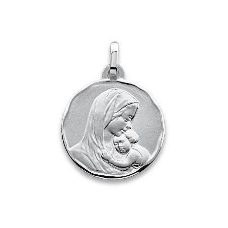 Médaille Vièrge en or blanc
