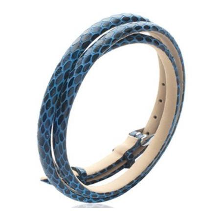 Bracelet cuir bleu et acier.