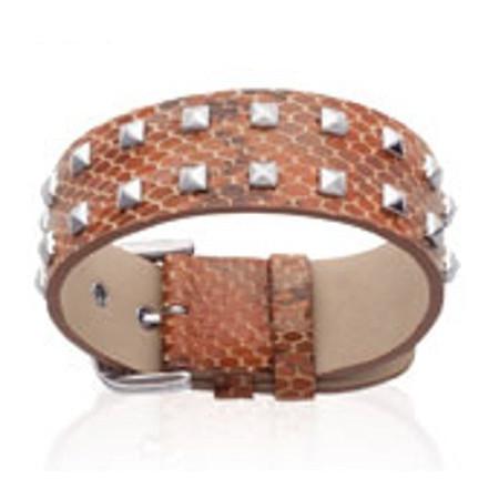 Bracelet cuir marron et acier.