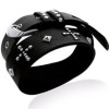 Bracelet à clous cuir noir et acier.