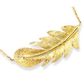 Collier plume plaqué or.