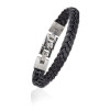 Bracelet homme en acier et cuir.