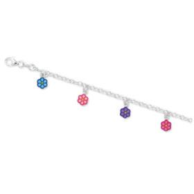 Bracelet fleurs en argent émaillé. - Bijouterieonline.com