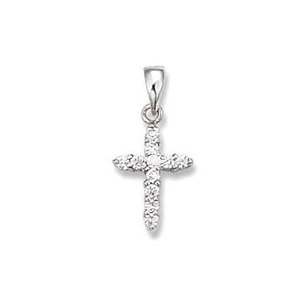 Croix en argent et oxyde de zirconium.