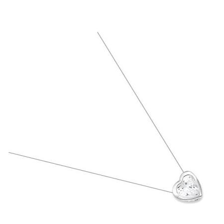 Collier coeur en argent et oxyde de zirconium.