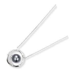 Collier en argent, perle et oxyde de zirconium. - Bijouterieonline.com