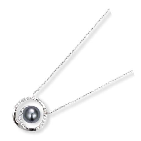 Collier en argent, perle et oxyde de zirconium. - Bijouterieonline.com