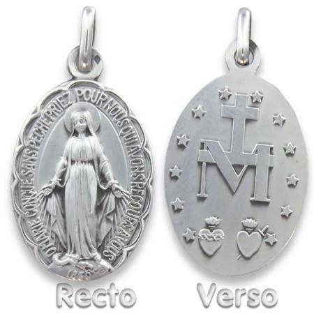 Grande médaille vierge miraculeuse en argent.