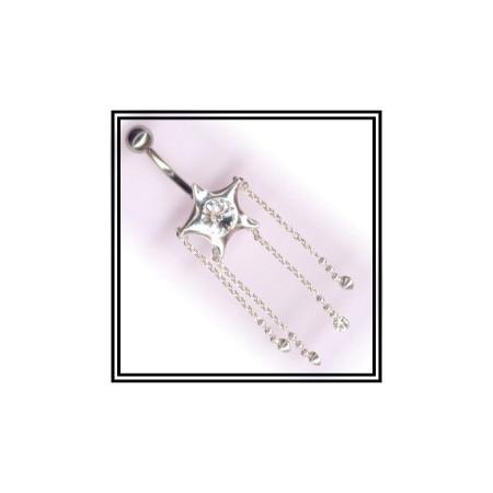 Piercing Nombril Or 14K étoile Argent 925 – Pendentif Zirconium, Barre 14G 10mm – Pour Femme, Hypoallergénique Et Confortable