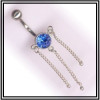 Piercing de nombril en argent cristal et pendants