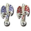 Piercing de nombril en argent bouclier ailées