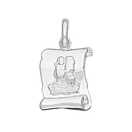 Pendentif zodiaque parchemin Verseau en argent