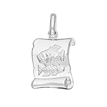 Pendentif zodiaque parchemin Poissons en argent