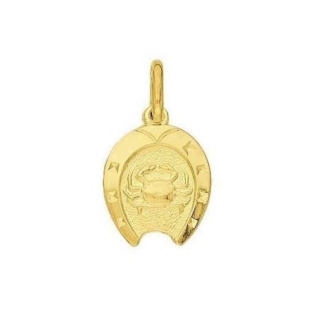 Pendentif zodiaque fer à cheval Cancer plaqué or. - Bijouterieonline.com