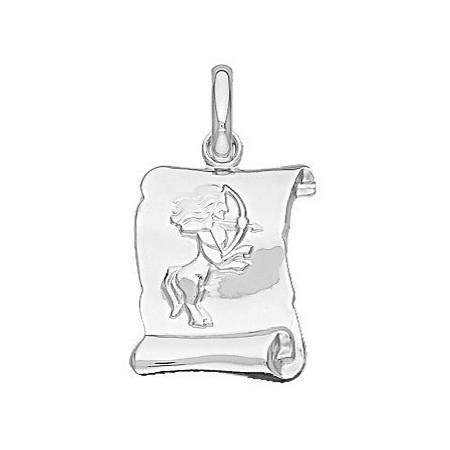 Pendentif zodiaque parchemin Sagittaire en argent