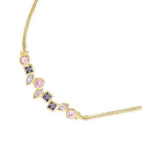 Collier plaqué or avec oxydes de zirconium multicolore. - Bijouterieonline.com