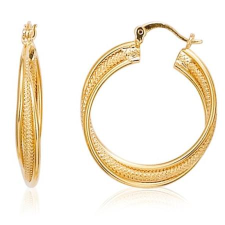 Créoles plaqué or, diamètre 30 mm - Bijouterieonline.com
