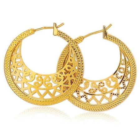 Créoles inca plaqué or, diamètre des créoles 23 mm - Bijouterieonline.com