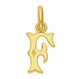 Pendentif lettre F plaqué or.