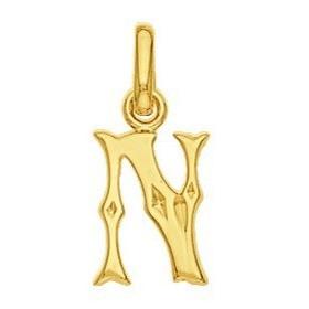 Pendentif lettre N plaqué or.
