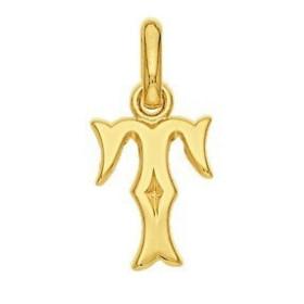 Pendentif lettre T plaqué or.