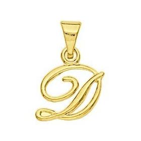 Pendentif lettre D plaqué or.