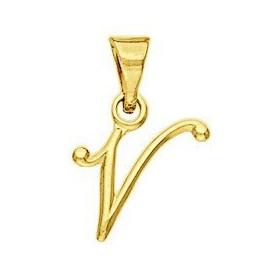 Pendentif lettre V plaqué or.