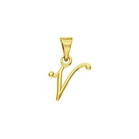 Pendentif lettre V plaqué or.