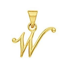 Pendentif lettre W plaqué or.