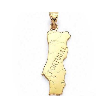 Pendentif plaqué or carte du Portugal