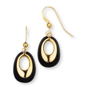 Boucles d'oreilles plaqué or et onyx