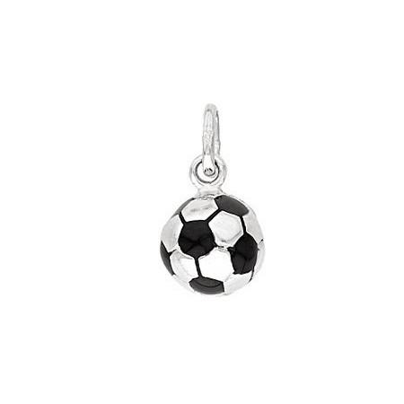Pendentif ballon de foot en argent et émail. - Bijouterieonline.com