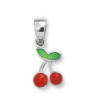 Pendentif cerises en argent émaillé.