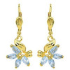 Boucles d'oreilles plaqué or et cristal bleu.