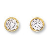 Boucles doreilles plaqué or et oxyde de zirconium de 5 mm.
