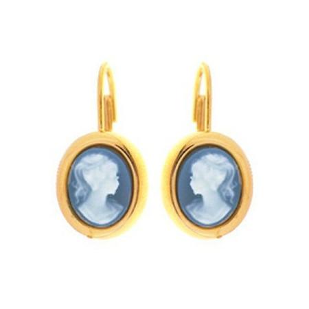 Boucles d\'oreilles plaqué or et camées - Bijouterieonline.com