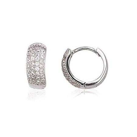 Créoles en argent 925/1000 et pavage d\'oxydes de zirconium - Bijouterieonline.com