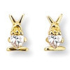 Clous doreilles lapins plaqué or et oxyde de zirconium