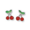 Clous d'oreilles cerises en argent émaillé.