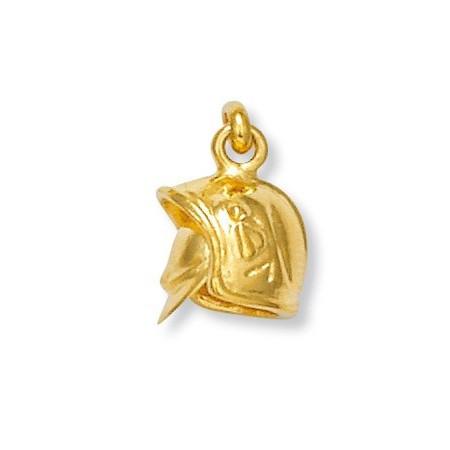 Pendentif casque de pompier avec visière amovible plaqué or. - Bijouterieonline.com