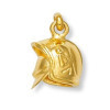 Pendentif casque de pompier avec visière amovible plaqué or.