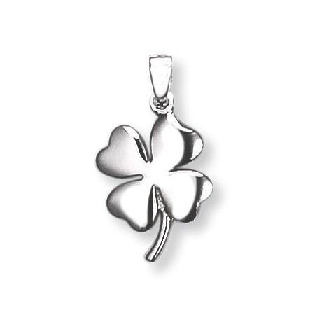 Pendentif trefle à quatre feuilles en argent.