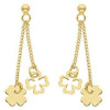 Boucles d'oreilles trèfles à 4 feuilles plaqué or.