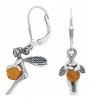 Boucles d'oreilles fée en argent avec ambre.