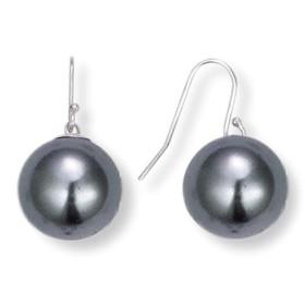 Boucles d'oreilles en argent, perles de Majorque grises