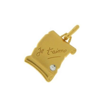 Pendentif plaqué or je t'aime.