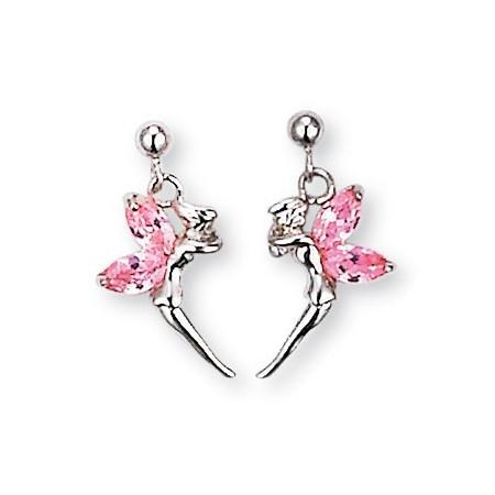 Boucles d'oreilles fées en argent et oxyde de zirconium.